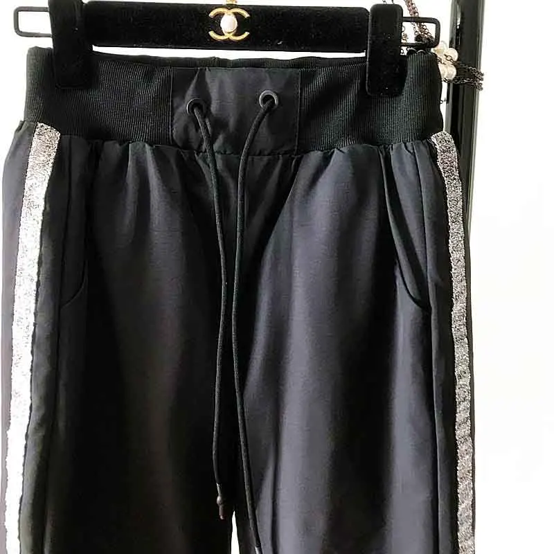 Повседневные теплые хлопковые брюки с эластичной резинкой на талии женские