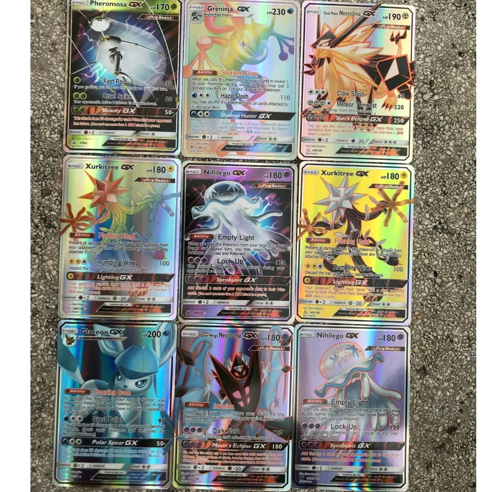 Карты Покемон 200 шт. GX MEGA блестящие карты 25 50 100 коллекционные карточки для детей