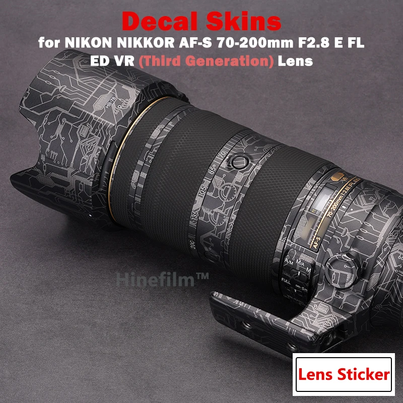 Pele para Nikon Af-s Lente Adesivos Premium Decalque 70-200mm fl ed vr Protetor Capa Filme Envoltório Adesivo 70-200 F2.8e