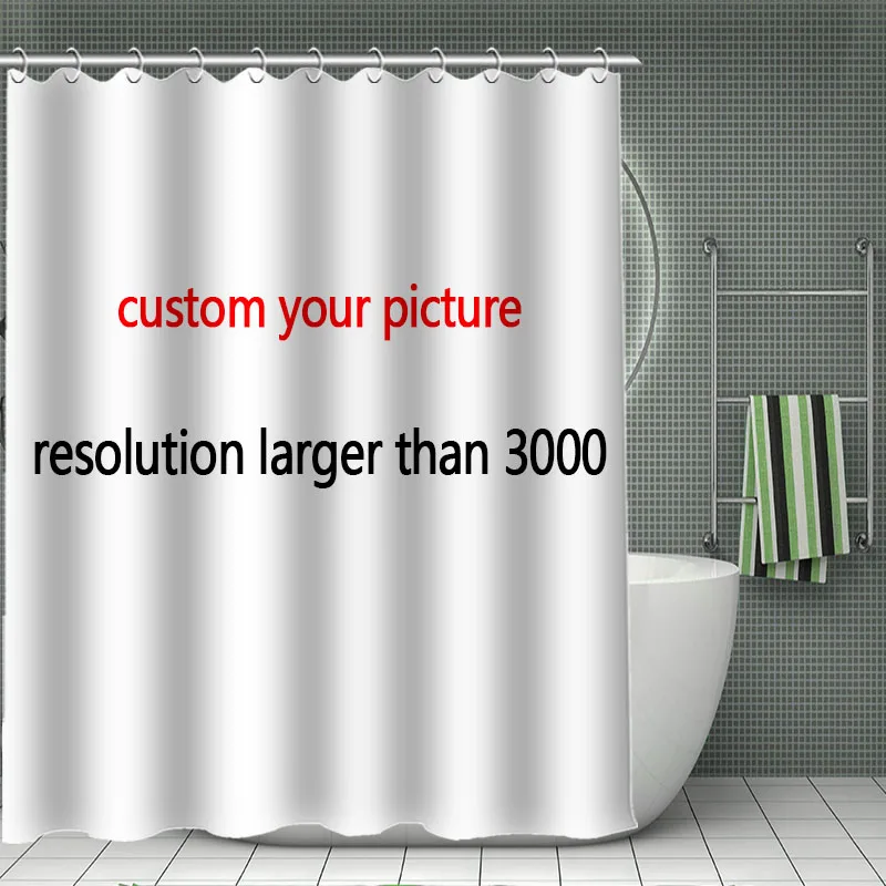 

Print Your Pattern, Custom Bamboo Shower Curtain Polyester Fabric Bath Curtain Waterproof with Hook for Bathroom Shower Curtains