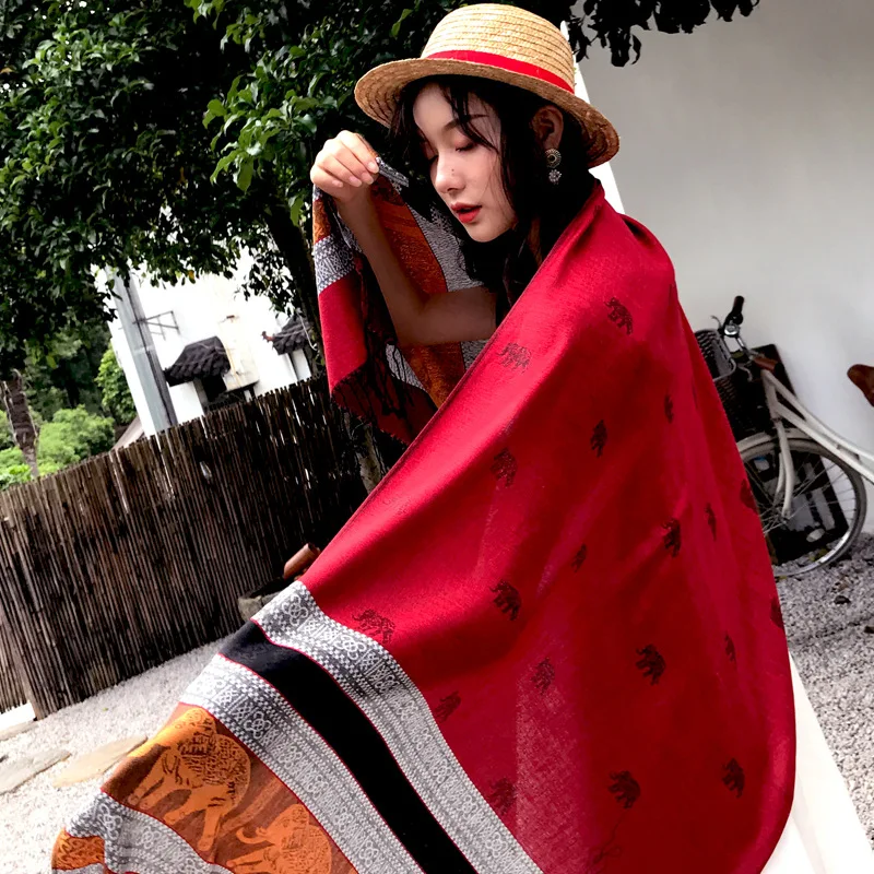 Тайский серебряный модель слона Непал супер из жаккардовой ткани с бахромой