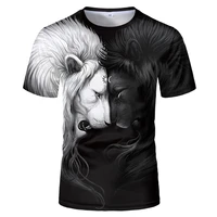 two lions 3d print tshirt mens animal pattern clothing summer loose o neck short sleeve unisex tops casual style lovers tshirts