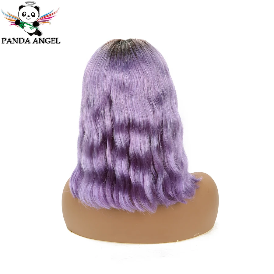1B Purple Покраска методом Омбре 13x4 короткий парик-Боб монгольские волнистые человеческие волосы фронтальные парики шнурка для черных женщин remy волосы фронтальный парик - Цвет: 1B Purple