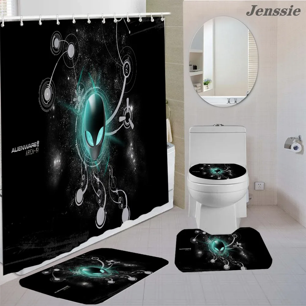 

Необычный водонепроницаемый набор для ванной комнаты, занавеска для душа серии темных цветов с ковриком для ванной, чехол для унитаза, комп...