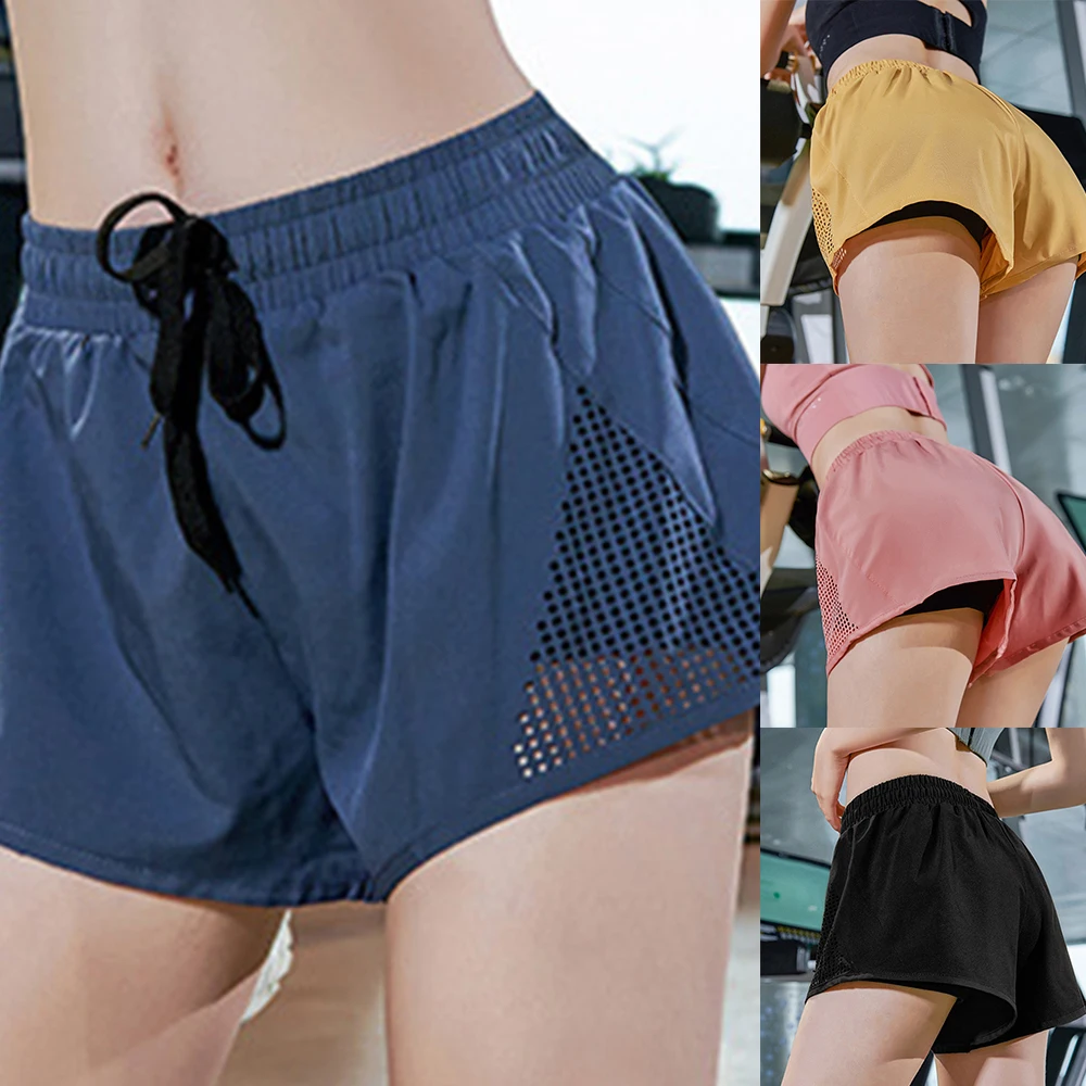

Running Shorts Women Back Zipper Pocket Mesh Breathable Ladie Girl Short Solid Seamless Workout Yoga Short Gym Shorts Sportswear