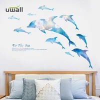 creative pvc dolphin wall stickers home decor living room bedroom background wall decoration self adhesive room decor sticker