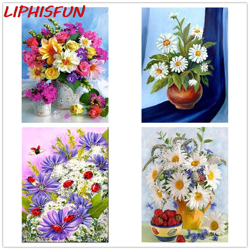 Алмазная вышивка цветок ромашка полный квадрат/круглая картина изображение