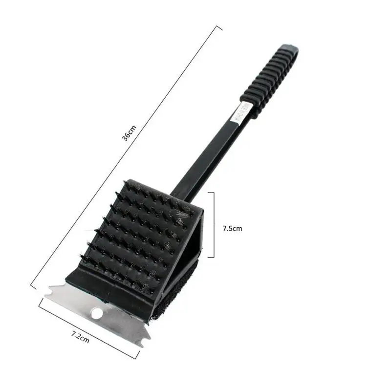 3 In 1 Corner Copper Wire Brush Barbecue Grill Oven Cleaning Bbq Brush Copper Wire Sponge Shovel Long Handle