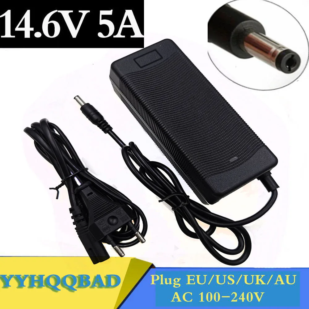 

14.6V 5A LiFePO4 Battery Charger for 4S 14.4V LiFePO4 Battery Pack DC 5.5mm*2.1mm High quality free shipping