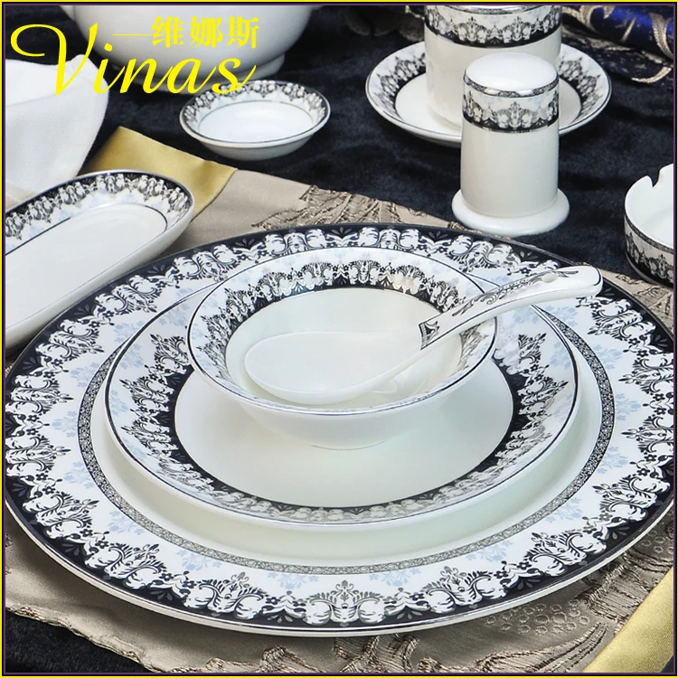Европейский стиль керамический набор посуды Золотая инкрустация фарфоровая