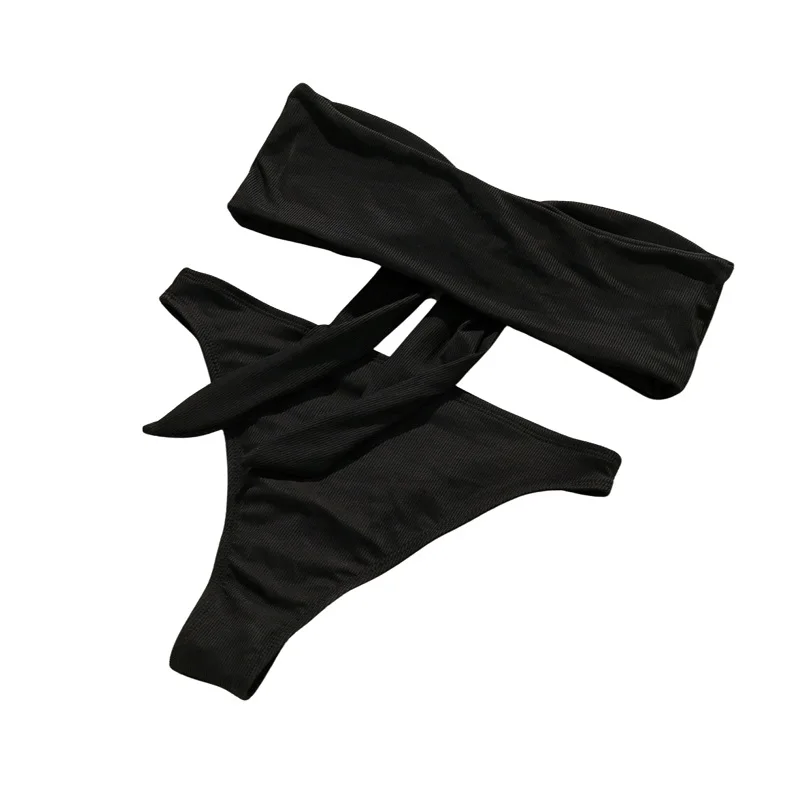 Новый сексуальный женский комплект бикини с бантом однотонный купальник пляжная