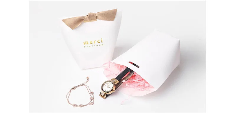 6 шт. черно белые пакеты из крафт бумаги бронзирующие французские спасибо