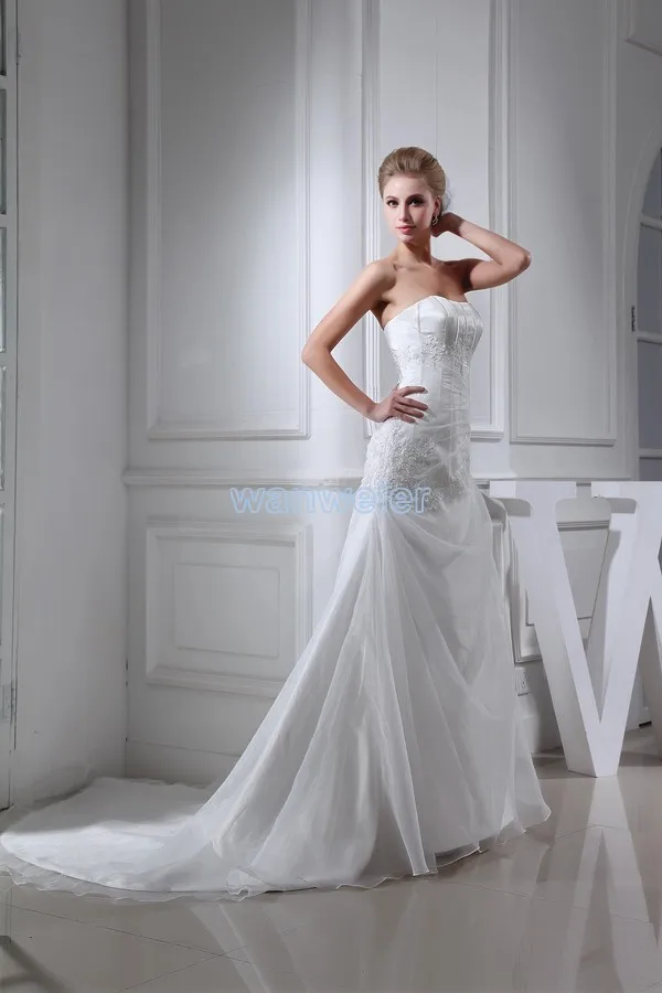 

new design girls' dress custom size/color with train karen dress bridal gown white appliques wedding dresses 2016 free shipping