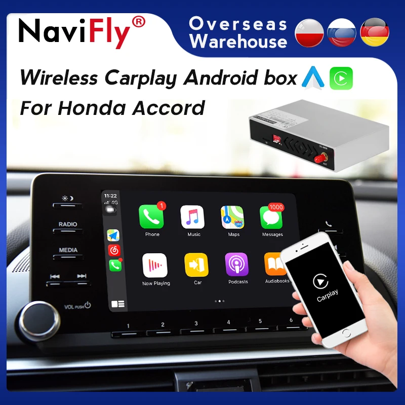 Автомобильный мультимедийный беспроводной Apple CarPlay Navifly для Honda Accord Android