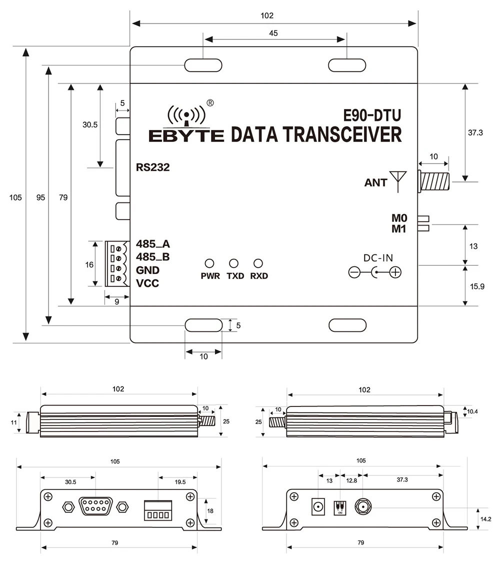 LoRa 5 Вт 433 МГц RSSI релейный радиоприемопередатчик модуль E90-DTU-400SL37 RS232 RS485 Беспроводной Модем передачи данных