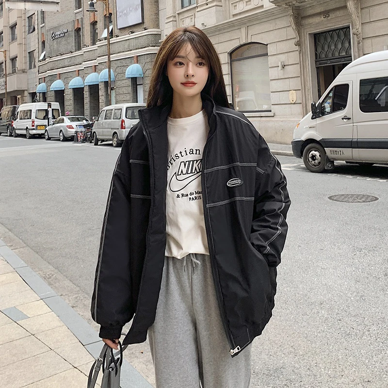 

Женская утепленная куртка, свободный пуховик из хлопка, теплая, зимняя, 2021