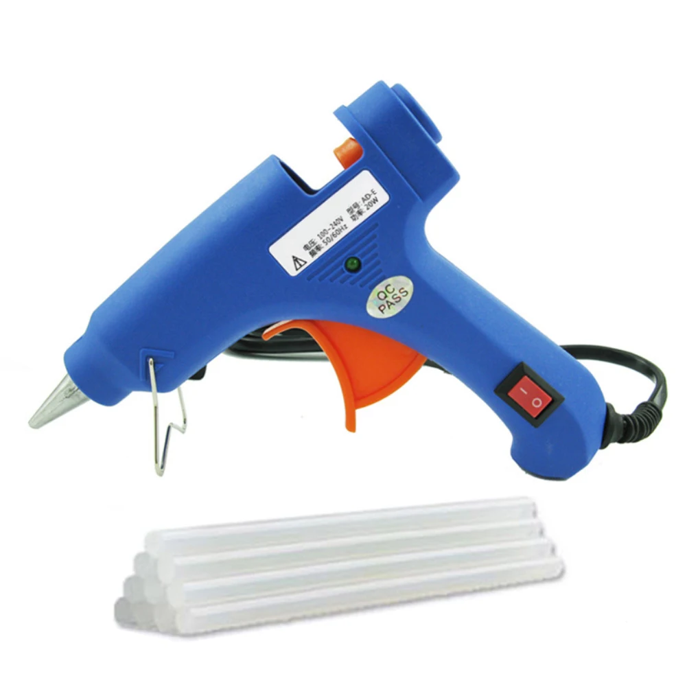 

Hot Melt Glue Gun with 7*100MM Glue Sticks 20W Industrial Mini Guns Thermo Electric Heat Temperature Tool Aluminum