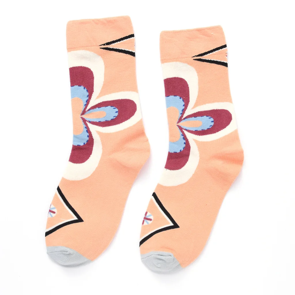 

Happy Funny Crew Middle Socks Flower Shadow Ground Frosted Glass Outdoor Axial Symmetry Braids Queen Christmas Tree Walking Pet