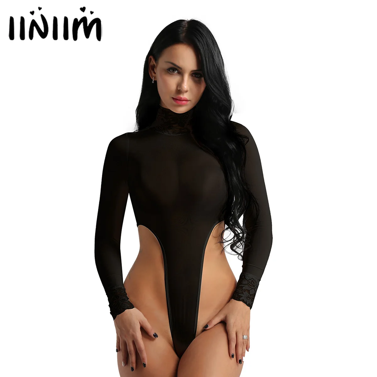 

Womens Sexy Lingerie Bodysuit See Through Sheer Catsuit Nightwear Sexy High Cut Thong Crotchless Leotard Bodystocking Clubwear