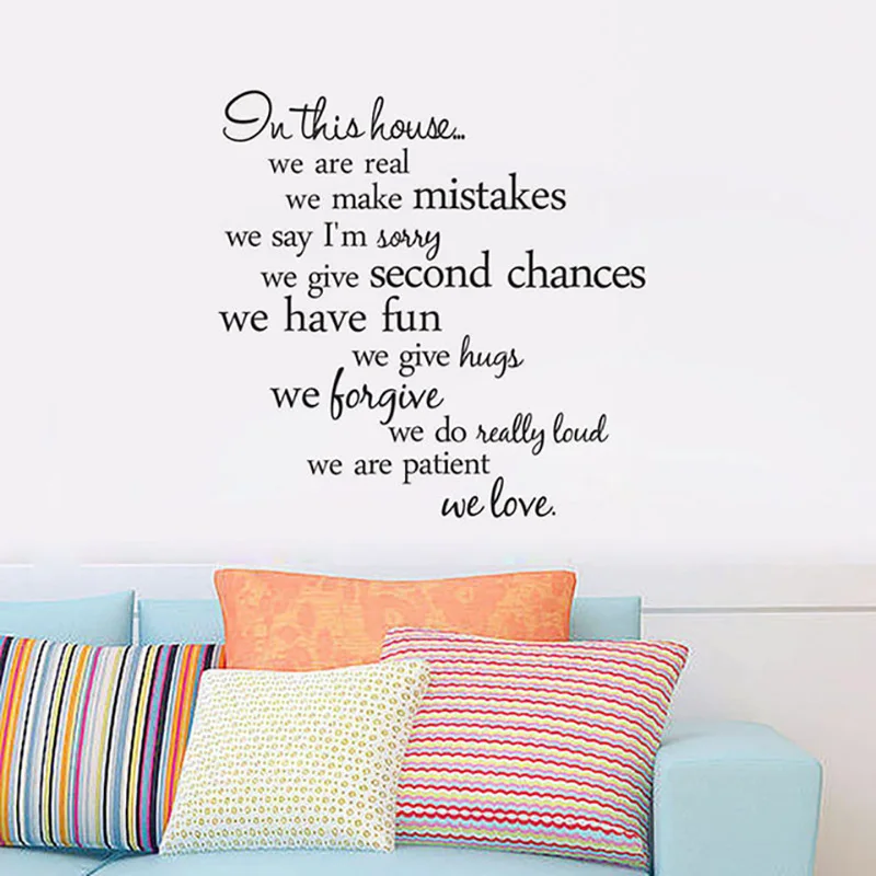 

In this house we are real Home Decal Family Vinyl wall Sticker Quotes Lettering Words Living Room Backdrop Decorative Decor