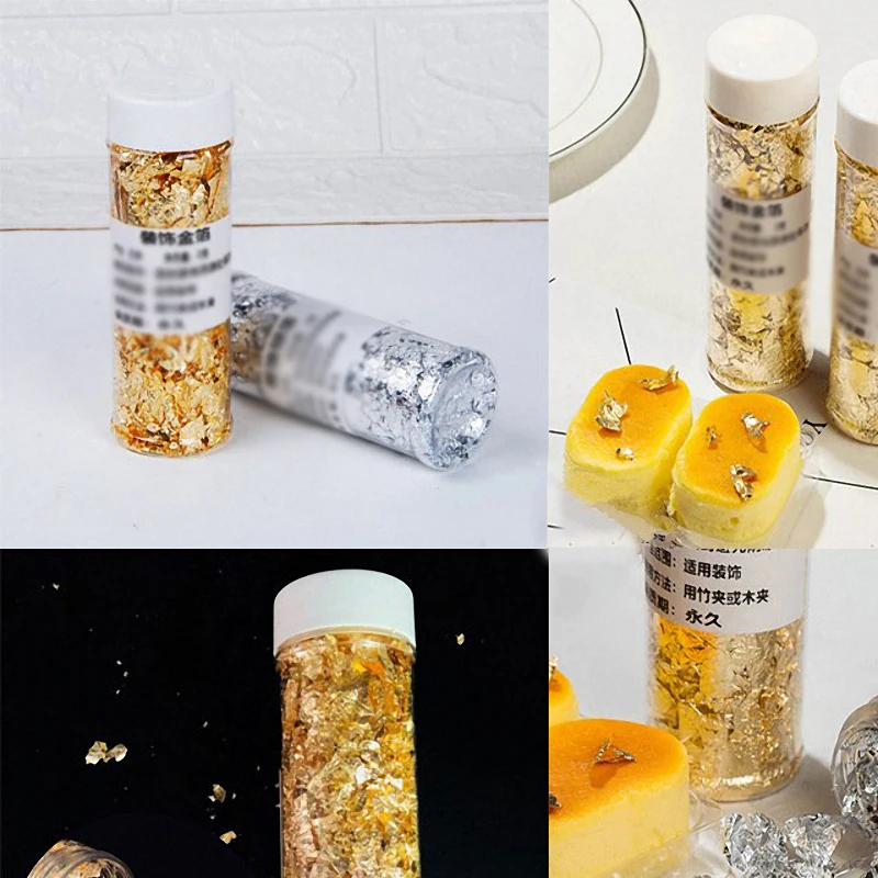 

2G Bottled Edible Gold Foil Paper Sheets Cake Chocolate Dessert Decoratings Tools DIY Art Craft Decoration Event Party Supplies