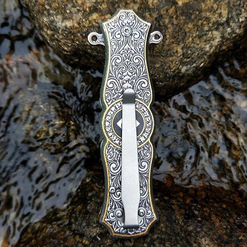 Серебристый нож для резьбы по хризантемам 3D складной с зажимом карманные ножи