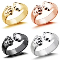 milangirl 2021 new arrival 4 colors cute bear paw cat claw opening adjustable ring for women romantic wedding love jewelry