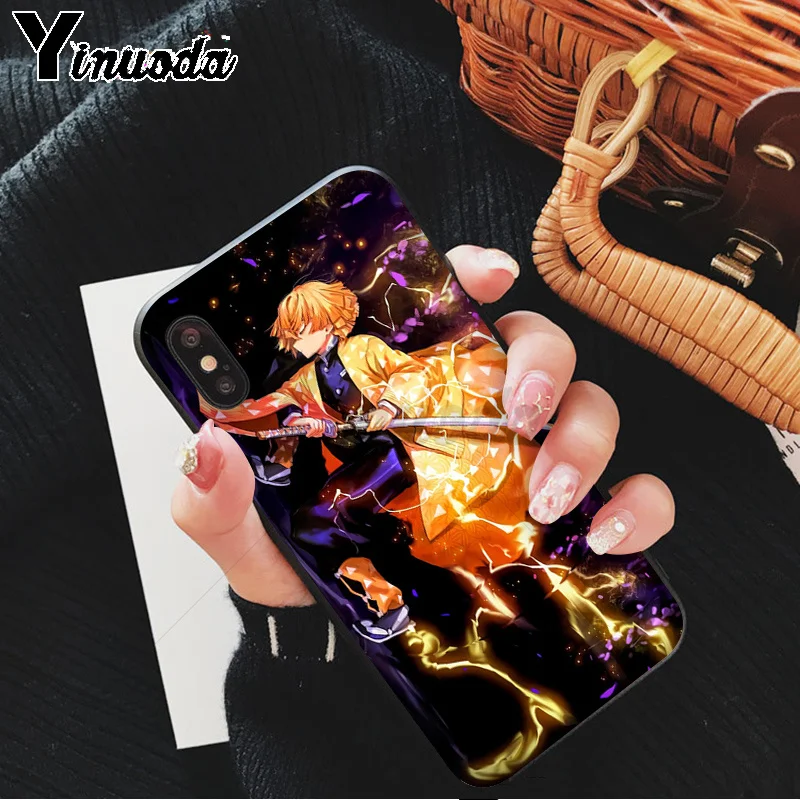 Yinuoda demon slayer kimetsu no yaiba TPU Мягкий силиконовый черный чехол для телефона iPhone 8 7 6S Plus X XS MAX 5 5S SE XR 11 11pro