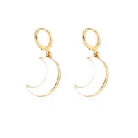 popular dripping oil moon drop earrings for women simple golden dangle earring fashion jewelry 2021 accessories drop shipping