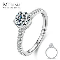 modian 925 sterling silver 1ct shiny moissanite classic finger rings for women wedding engagement statement fine jewelry gifts