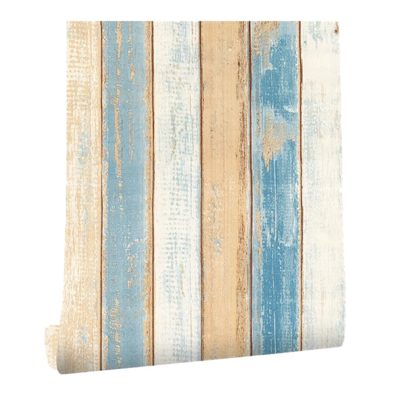 

6M Vinyl 3D Mediterranean Wood Grain Paper Self Adhesive Wallpaper Furniture Wall Stickers