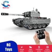 952pcs 116 rc tank stainless model moc remote control car military truck vehicle diy building block tank bricks set toy boy kid