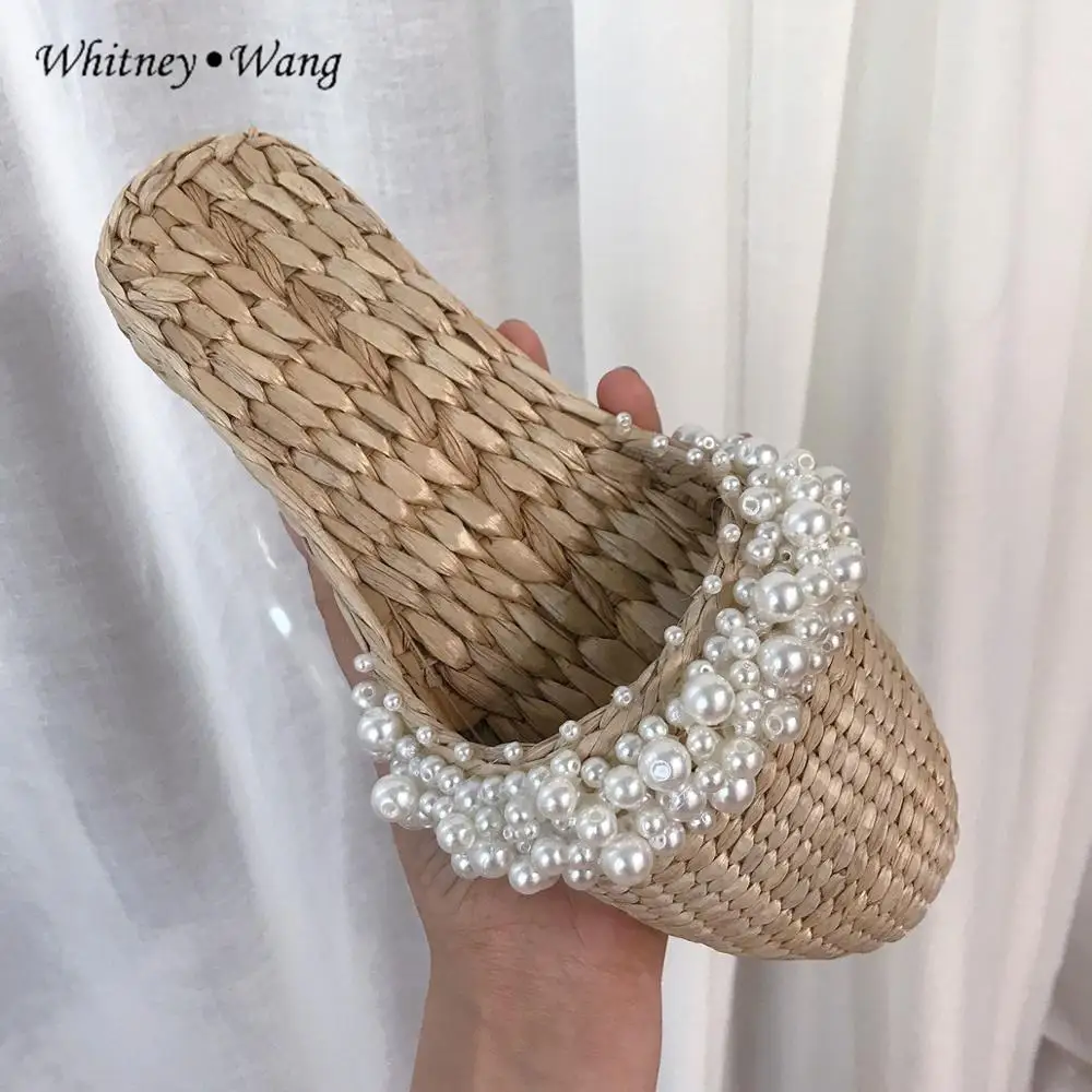 Женские шлепанцы WHITNEY WANG летняя модная пляжная обувь ручной работы с бусинами и
