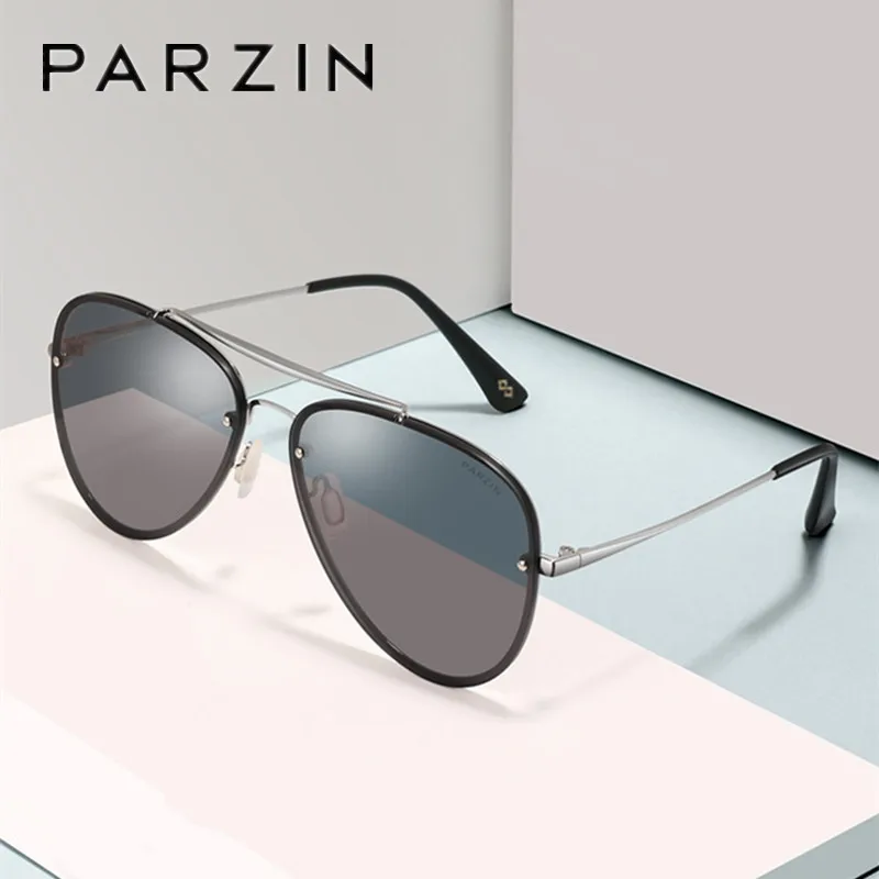 

PARZIN Retro Pilot Men Sunglasses Metal Big Frame Ladies Sun Glasses UV 400 Protection Women Shades 8190
