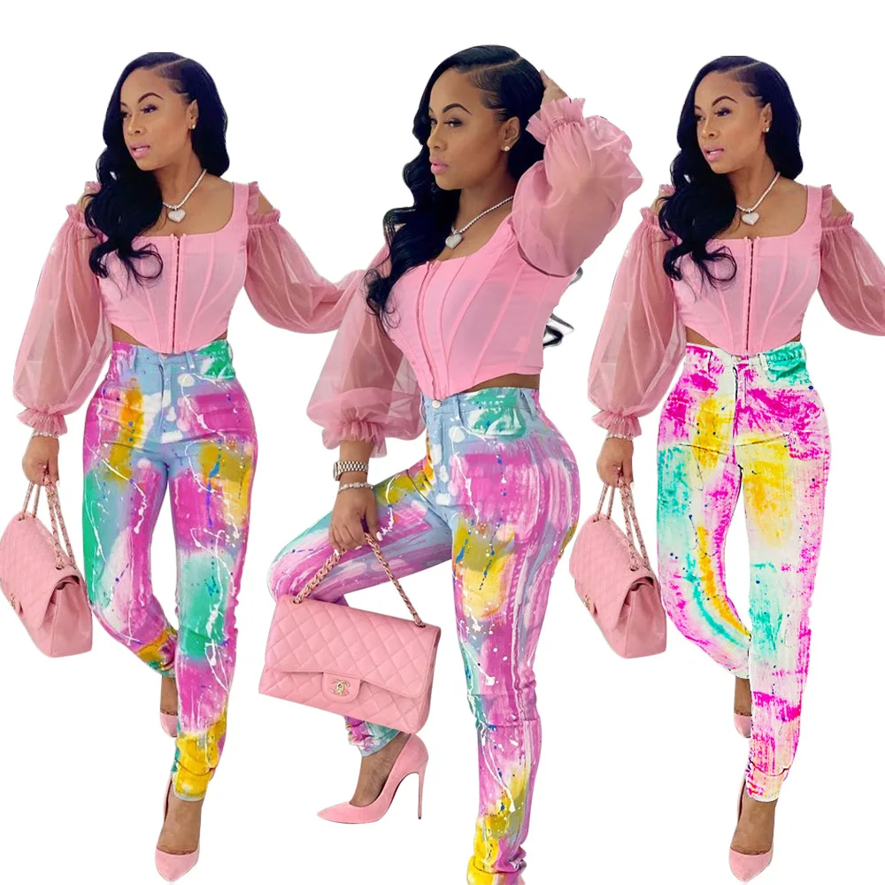 Женские брюки карандаш из денима на молнии с завышенной талией|Узкие джинсы| |