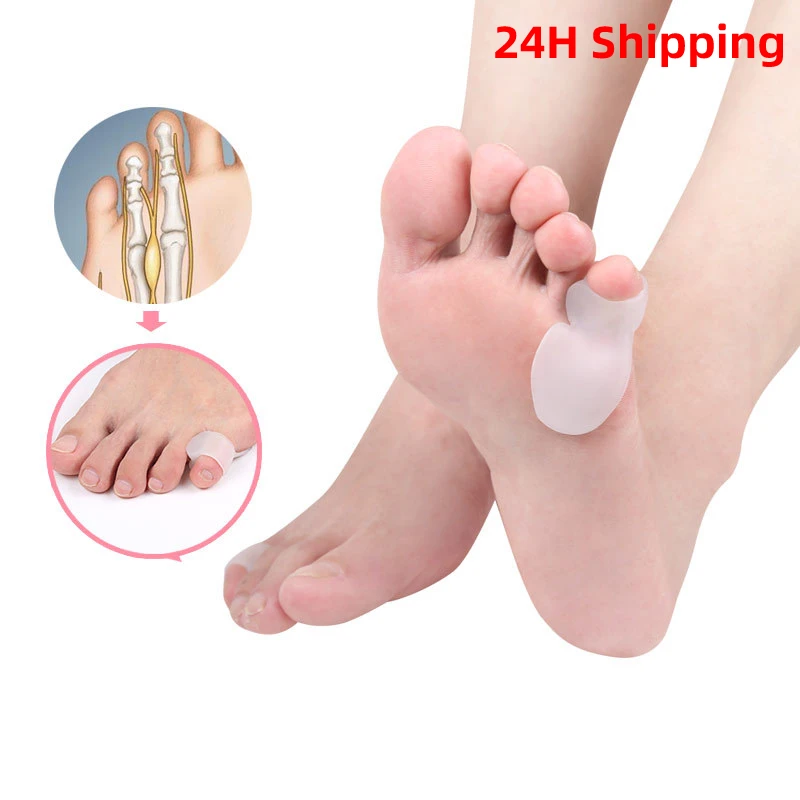 24pieces=12pairs Gel Small Thumb Overlapping Toe Separator Hallux Valgus Straighten Silicone Orthosis Bunion Corrector Foot Care