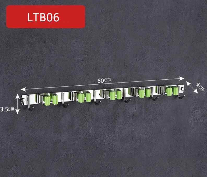 Green TB-06 Вешалка для метлы, швабра и метла, держатель для метлы, органайзер, зажимы, настенный садовый стеллаж для хранения с винтами - Цвет: Green TB-06