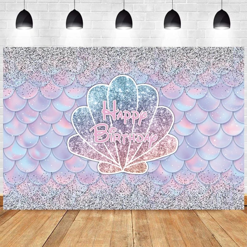 

Mermaid Backdrop Sea Princess Newborn Happy Birthday Party Girls Flower Curtain Rainbow Photography Background Boys Banner