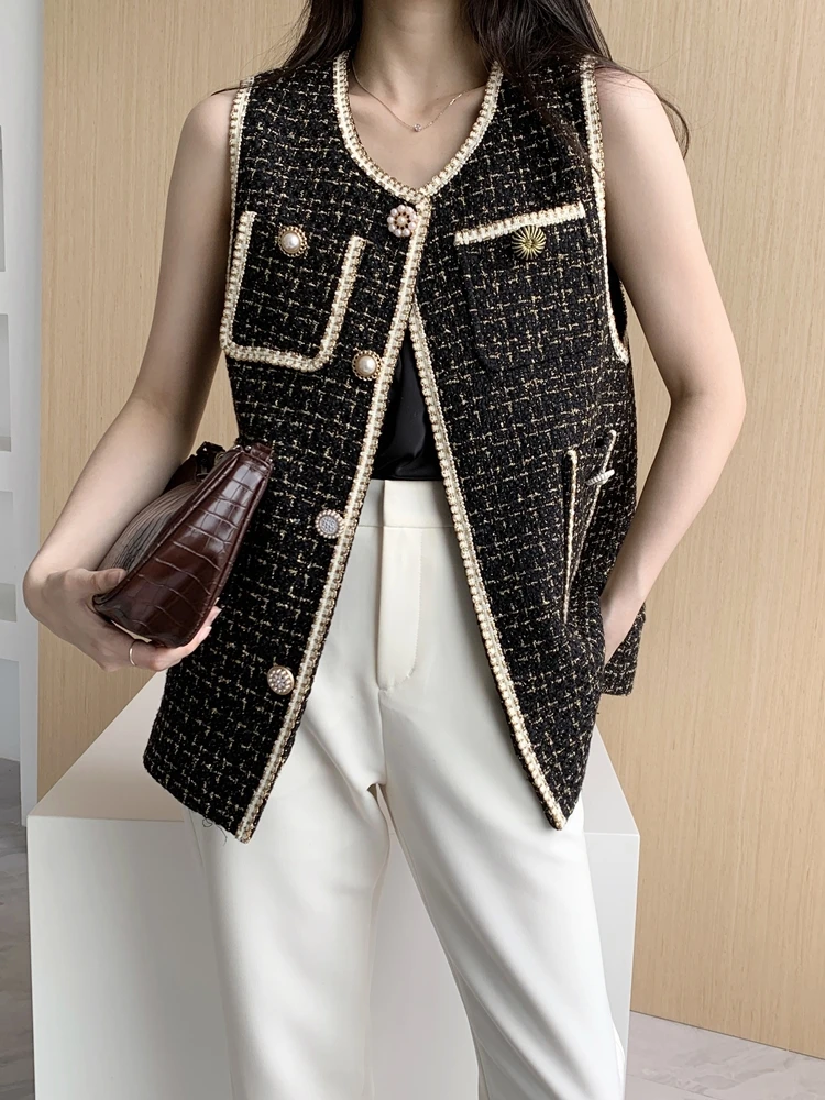 

Осень-зима 2020, женская одежда, Роскошный дизайнерский жилет для женщин, элегантный винтажный уличный стиль