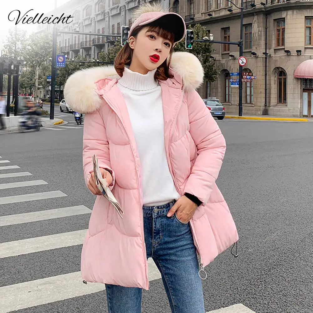 Vielleicht 2019 новая осенне зимняя куртка Женское пальто милая длинная парка с