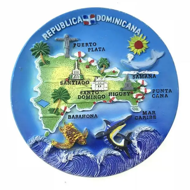 

New Hand-painted Dominica Map 3D Fridge 3D Fridge Magnets Tourism Souvenirs Refrigerator Magnetic Stickers Gift