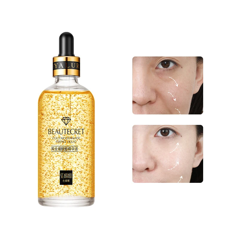 

24K Gold Hyaluronic Acid Face Serum Moisturize Shrink Pores Brighten Improve Fine Lines Lifting Firming Amide Face Essence Care