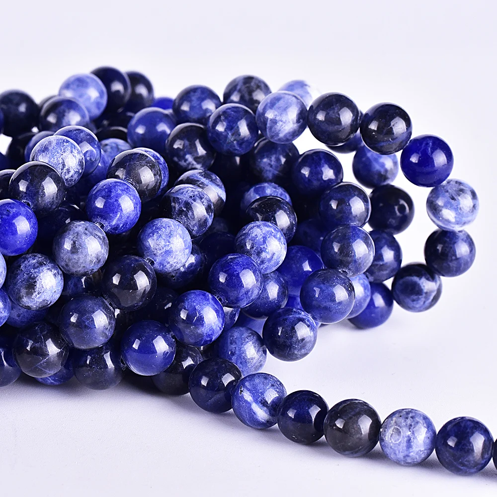 Asingeloo натуральный камень Sodalite бисер синий белый свободные бусины различных