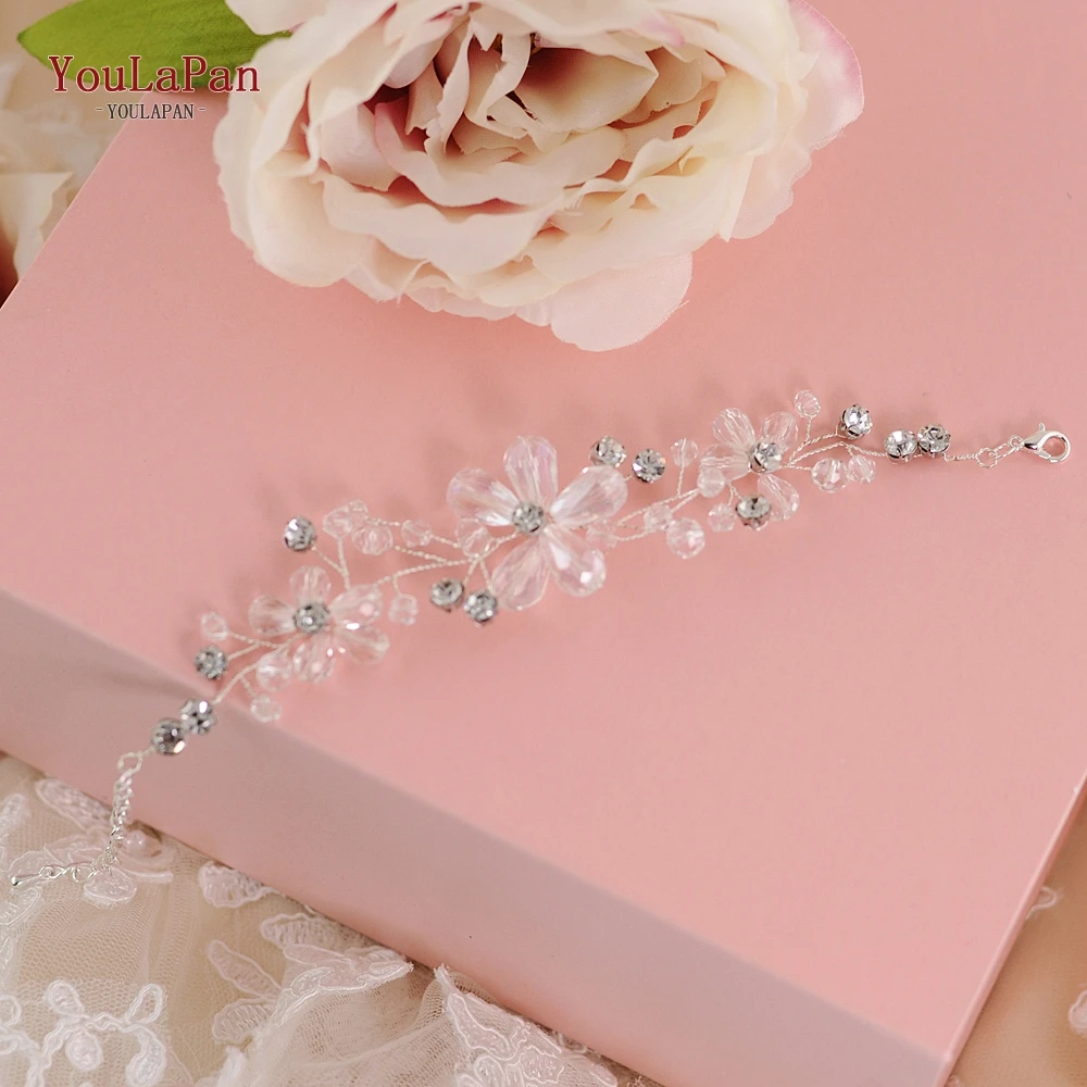 

YouLaPan D18 Corsage Bracelet Wrist Flower Bridal Cuff Wedding Cuff Custom Handmade Bracelet Prom Hand Wedding Wrist Band