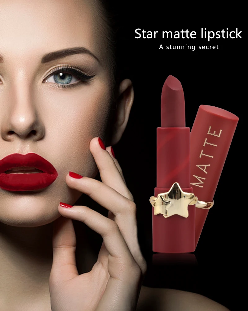 Матовая губная помада со звездами 12 цветов долговечная водостойкая