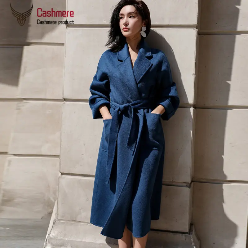 Женское двубортное кашемировое пальто средней длины длины|Женские пальто| |