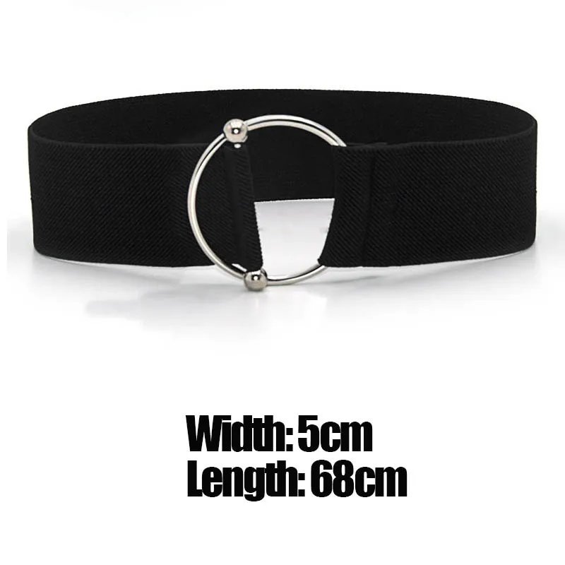 Ремень широкий женский эластичный пояс с круглой пряжкой украшение для пальто