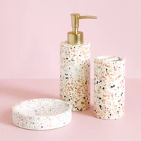 resin bathroom accessories set terrazzo soap dispenser soap dish toothbrush holder cup washing tools household toilet fittings