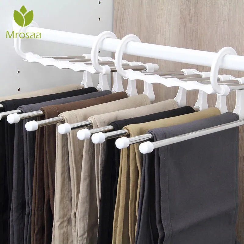 Newest Fashion 5 in 1 Pant Rack Shelves Stainless Steel Clothes Hangers Multi-functional Wardrobe Hot Sale Magic Hanger Rack
