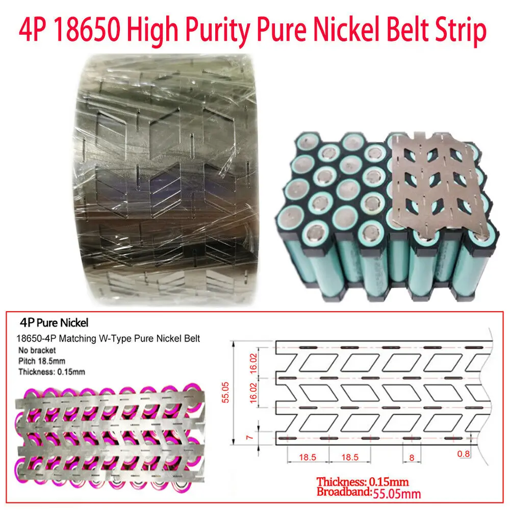 

5m High Purity Pure Nickel Strip 0.15mm Thickness 4P 18650 Battery Welding Belt